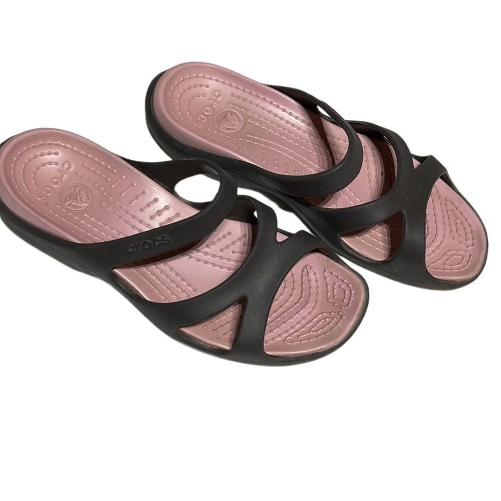 Crocs Swiftwater Brown Pink Slip-On Strappy Sandals Size 9